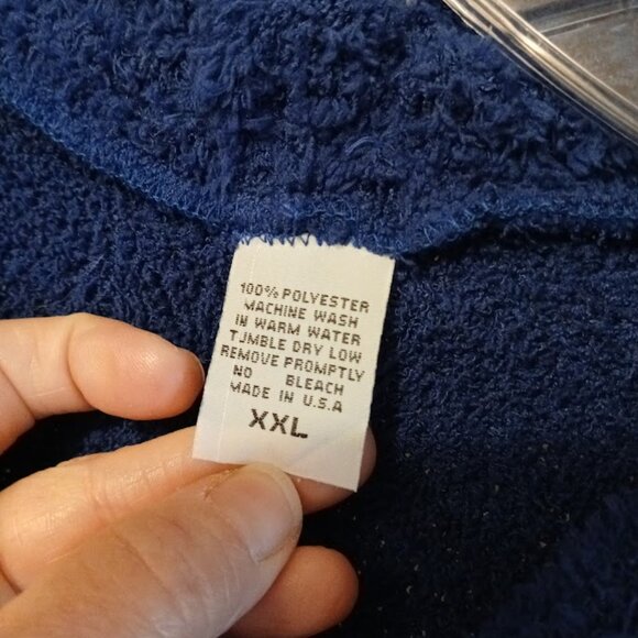 Nwt Fluffy Chenille knit V-neck Sweater XXL Vibrant dark blue Kangaroo pocket - Picture 7 of 7